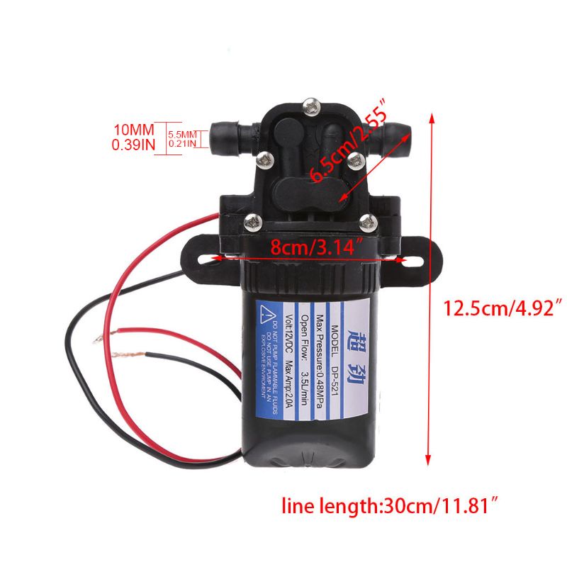Ống Dẫn Nước Áp Suất Cao DC 12V 3.5L / Min 0.48MPa 70 PSI Pu