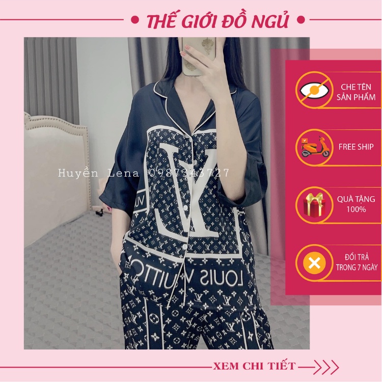 Đồ bộ nữ LV 💖FREESHIP💖 Set đồ LV nữ cộc tay quần dài dáng suông mặc nhà