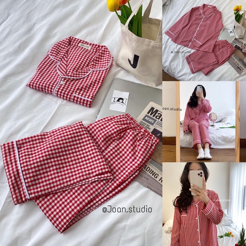 LONG CARO PYJAMA Đồ Ngủ Nữ, Đồ Mặc Ở Nhà Chất Kate Bộ Dài