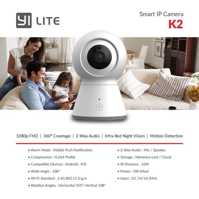 Camera Ip Wifi Yi Lite K2 Full Hd1080P Phiên Bản Quốc Tế