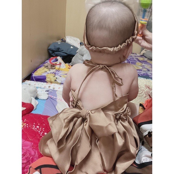 Set Yếm nâu tây cưng xỉu (Kèm băng đô)