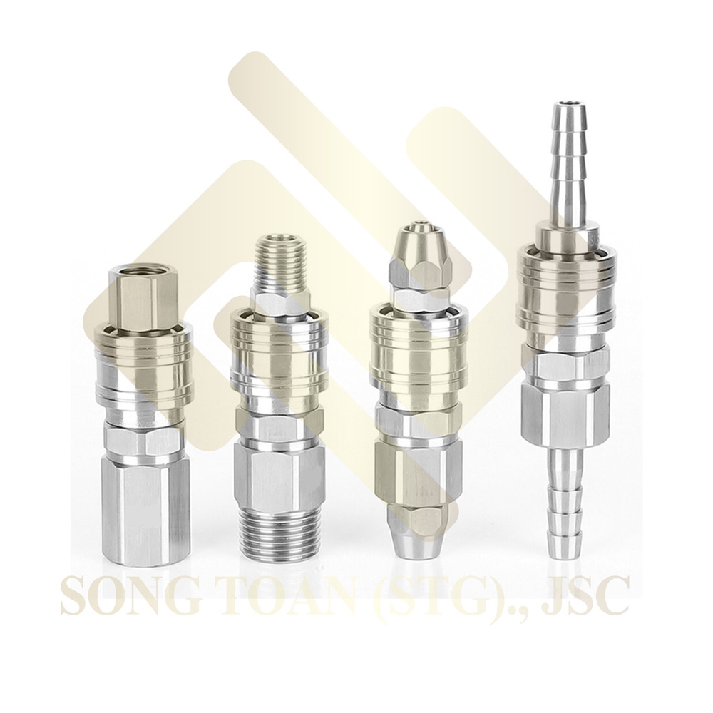 Khớp Rời PF Ren Trong 13 Đầu Đực Nối Nhanh Vào Khớp Ổ Bi Lắp Dây Hơi - Khí Nén, Quick Air Adaptor - Bằng Thép Mạ Crom