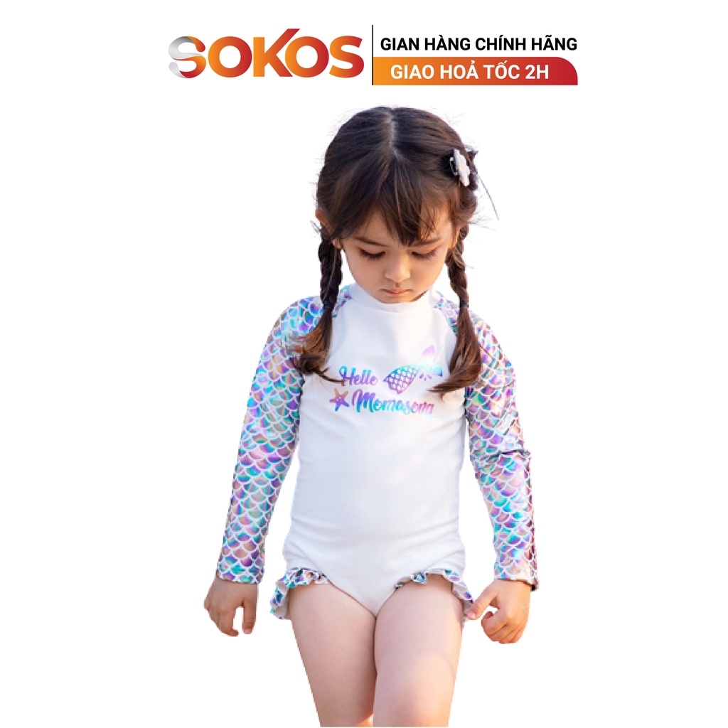 Bộ Đồ Bơi Một Mảnh Dài Tay Cho Bé 1-9 Tuổi Mẫu 3D Vảy Cá