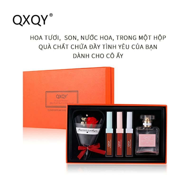 Sét quà tặng bạn gái cao cấp Nhân dịp ngày lễ đặc biệt quan trọng Mỹ phẩm son nước hoa hoa tươi QXQY Combo người thương