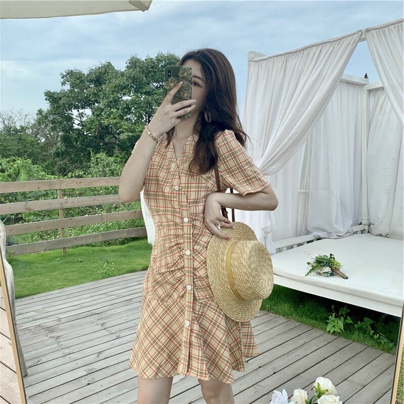 Đầm kate đuôi cá rút dây siêu xinh