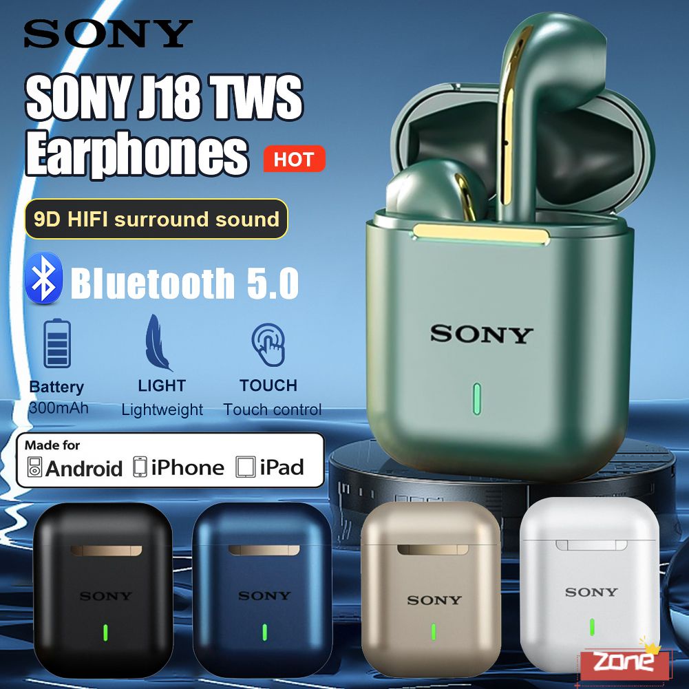 Chất Lượng Cao Sony J18 Tws Tai Nghe Không Dây Bluetooth 5.0 Thể Thao Tai Nghe Stereo Thể Thao Chơi Game Tai Nghe Nhét Tai Có Mic 'Vùng
