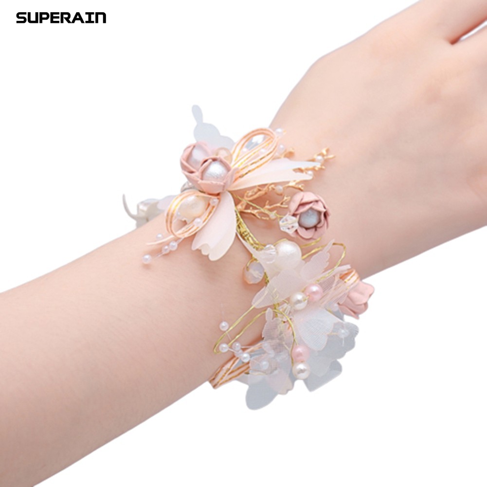 Superain Mới Vòng Tay Co Giãn Đính Hoa Bướm Phù Dâu Đám Cưới