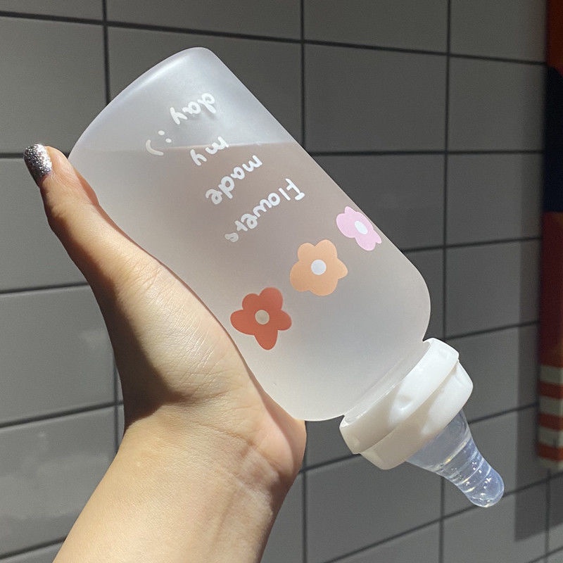 Bình Nước Nhựa Có Ống Hút Dễ Thương Phong Cách Hàn Quốc Cho Người Lớn Và Trẻ Em