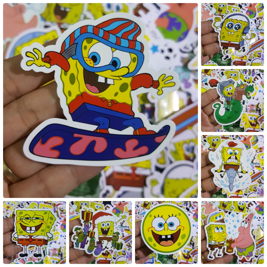 Bộ Sticker dán cao cấp chủ đề SPONGEBOB SQUAREPANT - CHÚ BỌT BIỂN TINH NGỊCH - Dùng dán Xe, dán mũ bảo hiểm, dán Laptop.