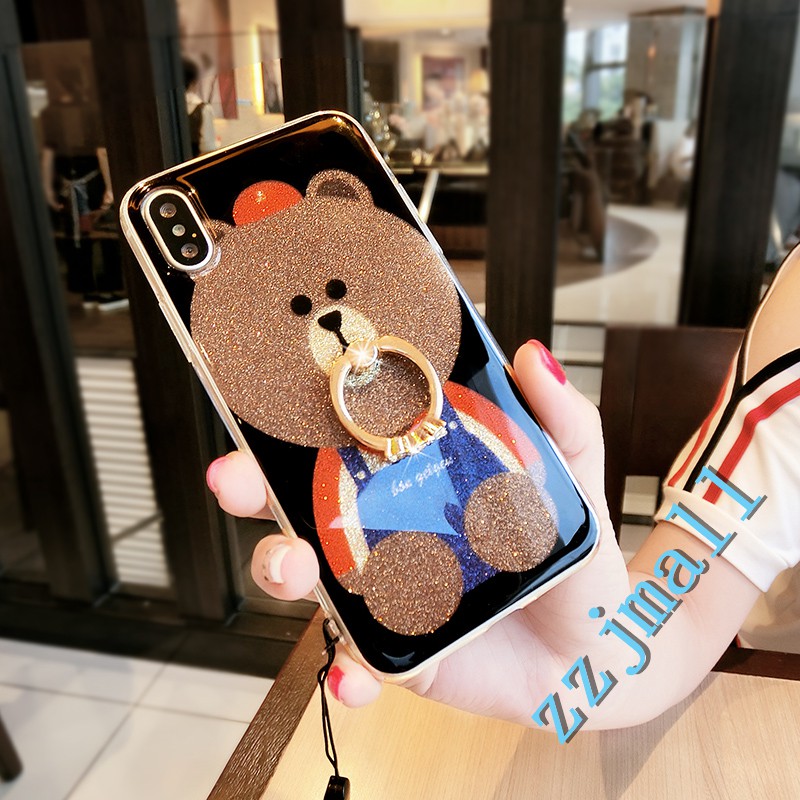 Samsung S7 S7Edge S8 S8+ S9 S9+ Note 8/9 Stripe Strap Bear With Holder