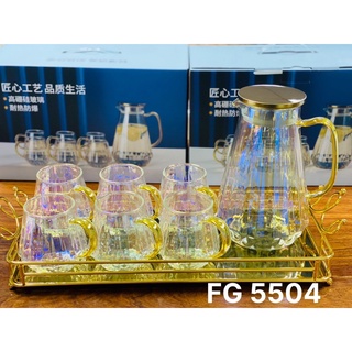 Bộ bình cốc 7 sắc, bình 6 ly quai