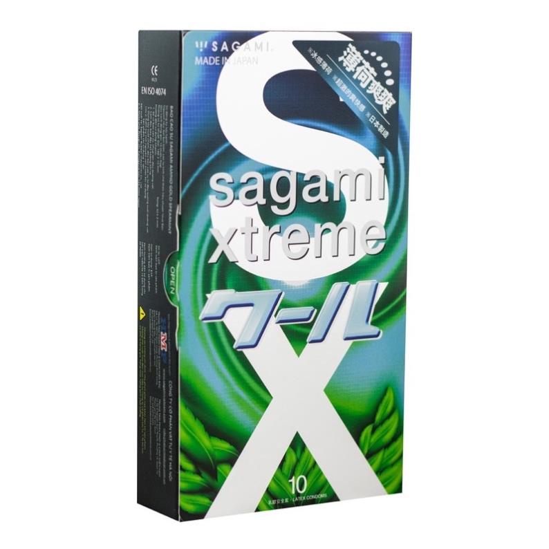 Bao cao su Sagami Spearmint - bcs hương bạc hà - kéo dài thời gian - hộp 10 chiếc