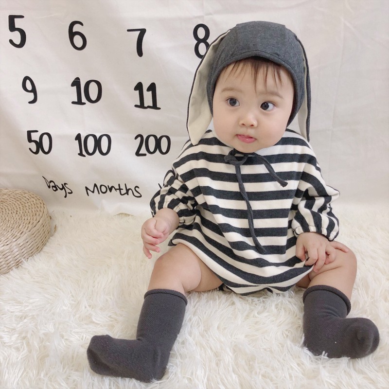 Set Áo Liền Quần + Mũ Tai Thỏ Cho Trẻ Sơ Sinh