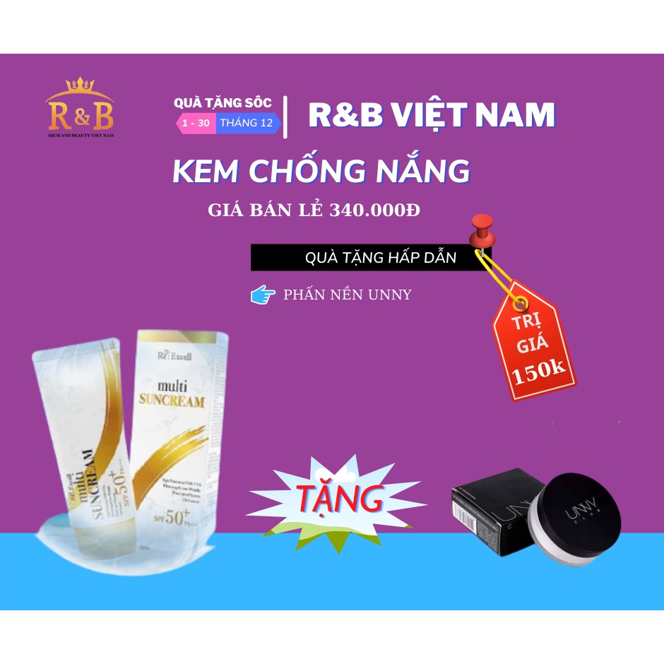 Kem Chống Nắng❤️ Cho Da Khô  R&B , Kem Chống Nắng Hàn Quốc Cho Da Hỗn Hợp 50ml | SPF 50