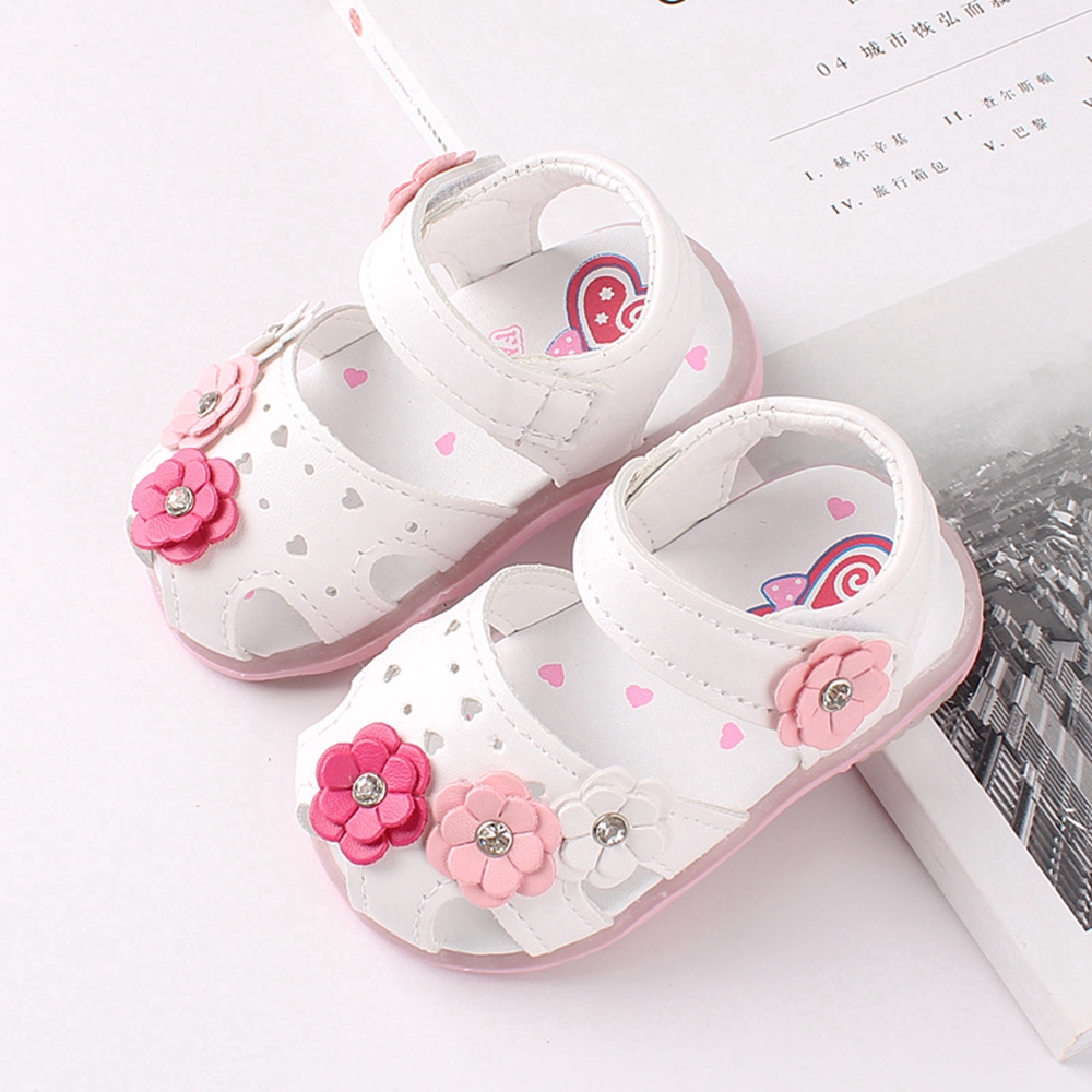 0-4 Year Pre Walker White Newborn Shoes for Girls Baby LED Sandals Shoes Pink Infant Toddler Sandals Leather Size 15-25