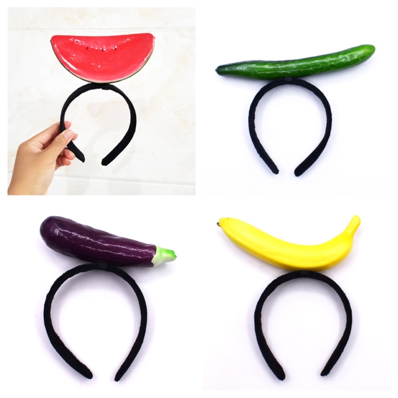 Bờm tóc hình quả dưa hấu, dưa chuột, cà tím, quả chuối