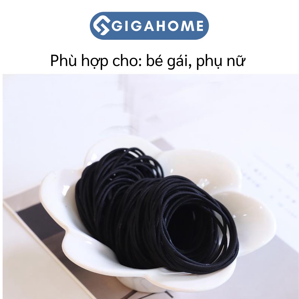 Set 100 Dây Thun Buộc Tóc Trơn GIGAHOME Kèm Túi Zip Tiện Lợi 4636