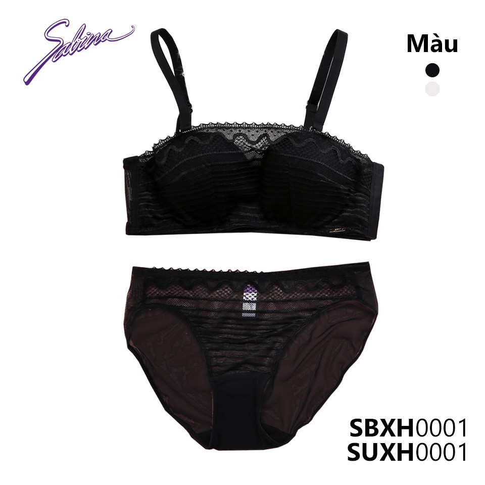 Combo Áo Lót Nâng Ngực Vừa Cúp Ngang Phối Ren Và Quần Đồng Bộ Màu Đen Hoặc Trắng Gorgeous By Sabina SBXH0001+SUXH0001