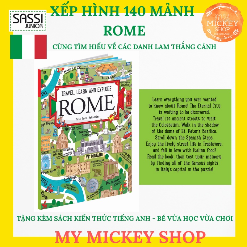 Bộ xếp hình 140 mảnh chủ đề thành phố 3 mẫu cho bé 5 6 7 tuổi chính hãng Sassi 140 pieces puzzle Cities My Mickey Shop