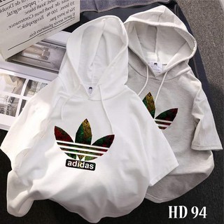 Áo thun HOODIE UNISEX TAY LỠ CÓ NÓN hình adidas