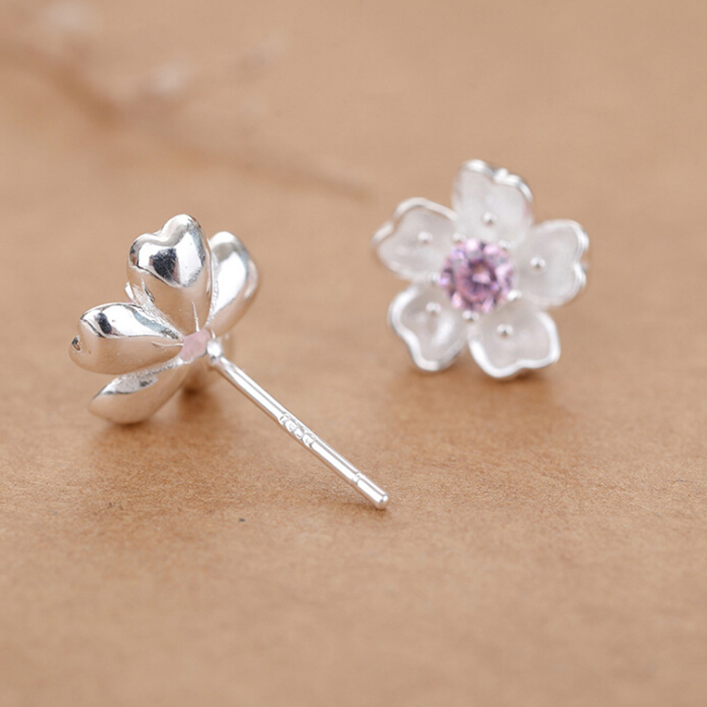 Khuyên Tai Hoa Anh Đào Đính Đá Thanh Lịch Dành Cho Nữ