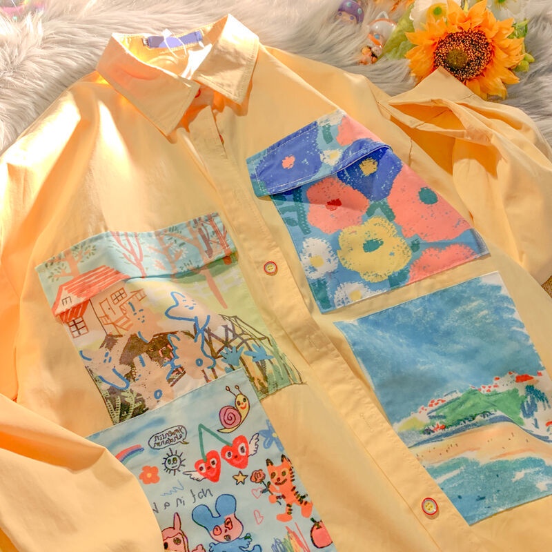 Áo sơ mi tay dài dáng rộng in họa tiết hoa thời trang mùa thu cho nữ