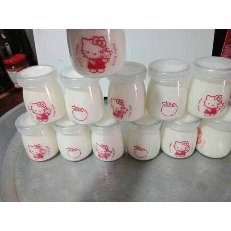 Set 12 hũ thuỷ tinh làm sữa chua dung tích 100ml in hình ngẫu nhiên