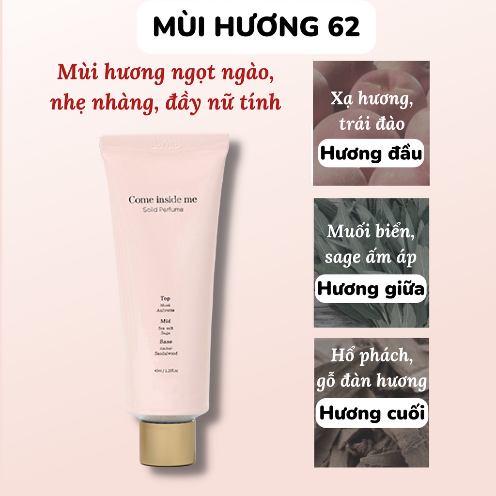 Nước Hoa Khô Come inside me 40ml Dạng Cream, Nước Hoa Nữ Chuẩn Auth Hàn Quốc Hương thơm tươi mát, ngọt ngào, sang trọng