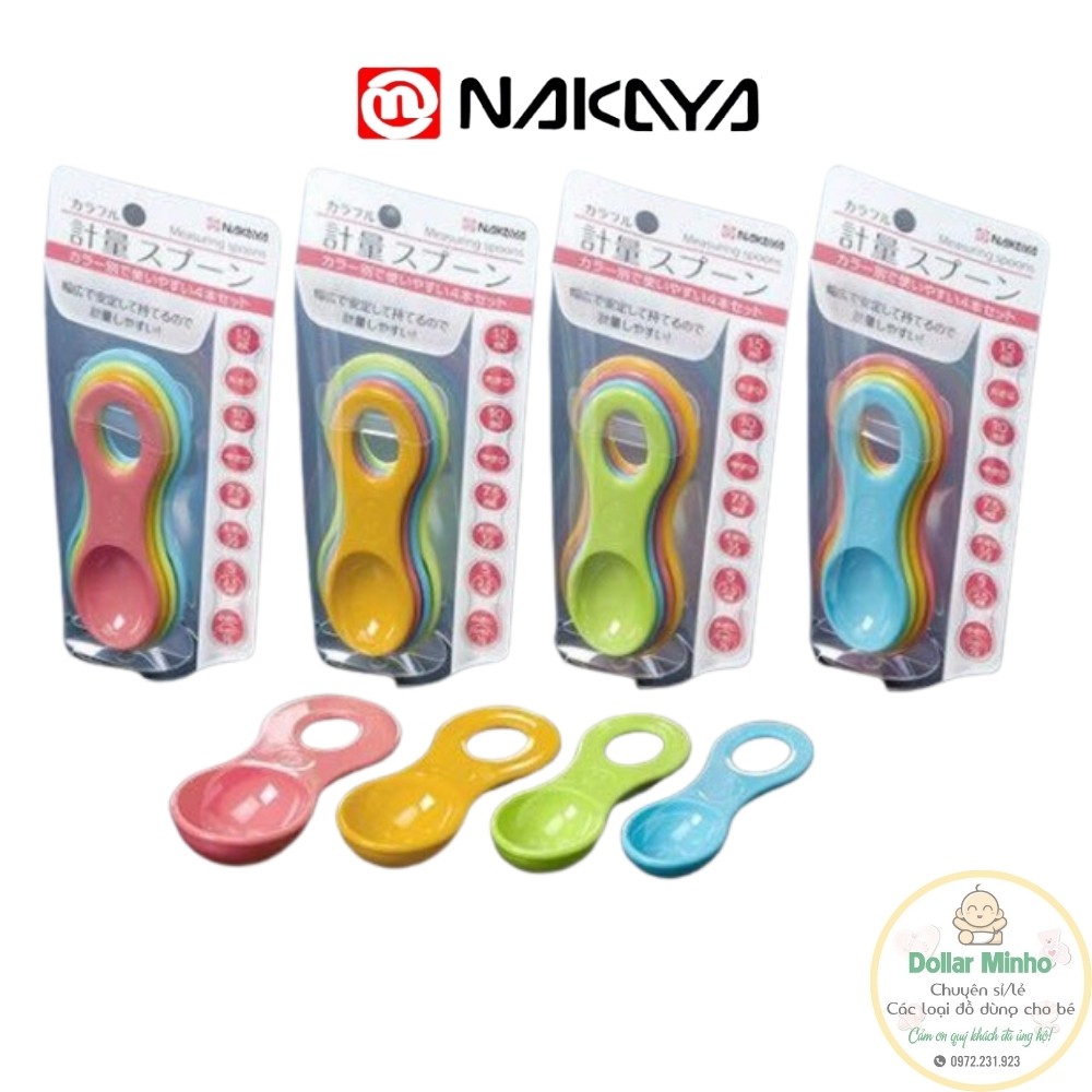 Set 4 muỗng đong định lượng Nakaya nhật bản, dụng cụ ko thể thiếu cho các mẹ có con nhỏ,cần định lượng đồ ăn của con