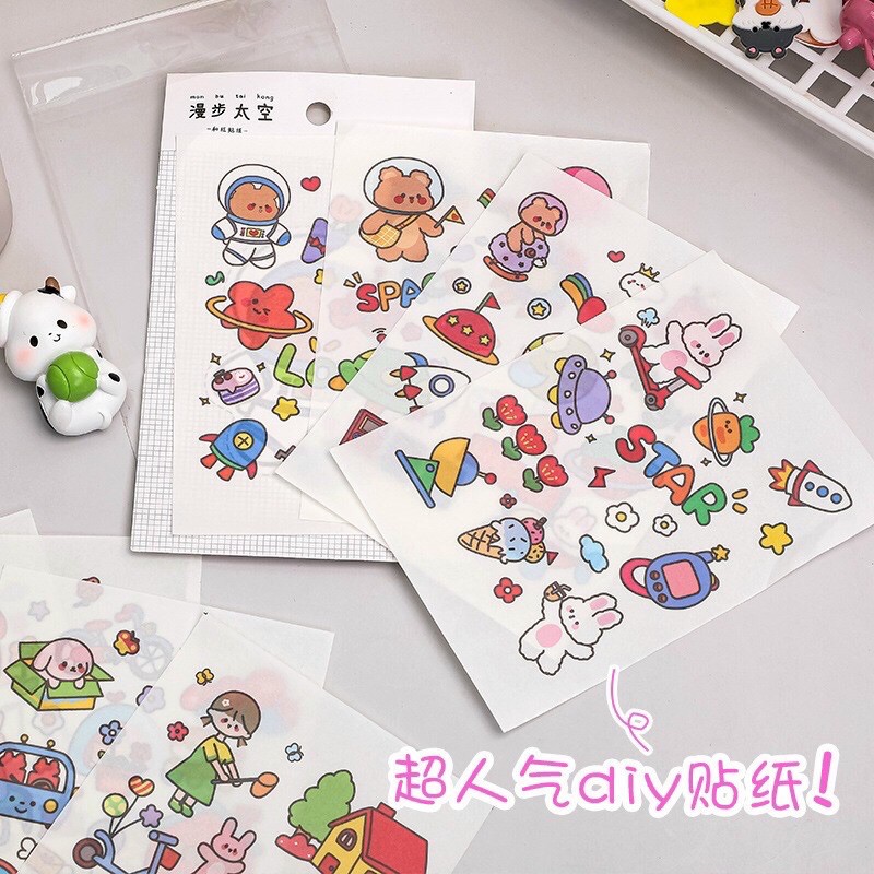 Set 4 miếng dán sticker trang trí hình cô gái dễ thương