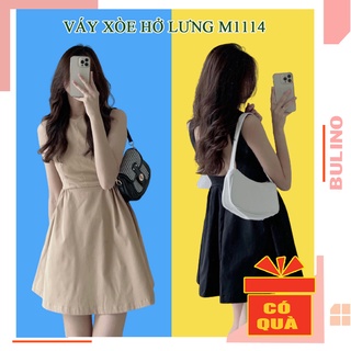 Váy dáng xòe hở lưng 2 màu đen be tôn dáng cực xinh - m1114