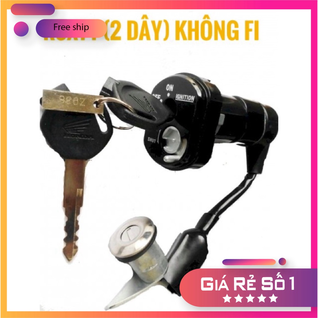 HCM- Bộ Ổ Khóa Xe RSX 2014 (2 Dây) Hàng Cao Cấp ĐỒ CHƠI XE MÁY GIÁ SỈ