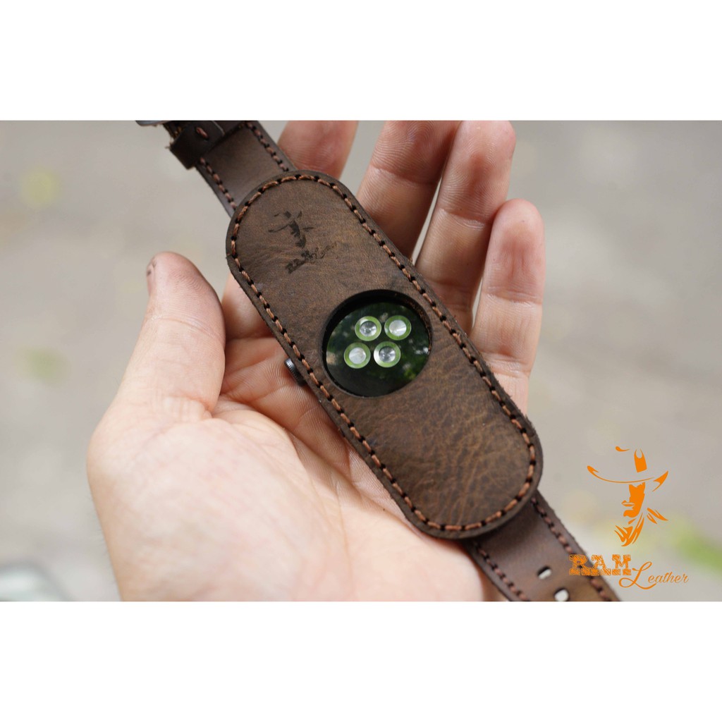 Dây Apple Watch , iWatch , iphone Watch da bò nâu đất kèm bundstrap chống mồ hôi RAM Leather b1
