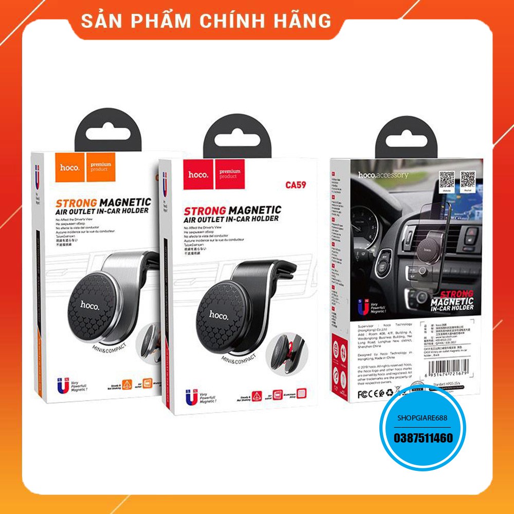 Giá đỡ điện thoại kẹp cửa gió ô tô chính hãng Hoco Ca59