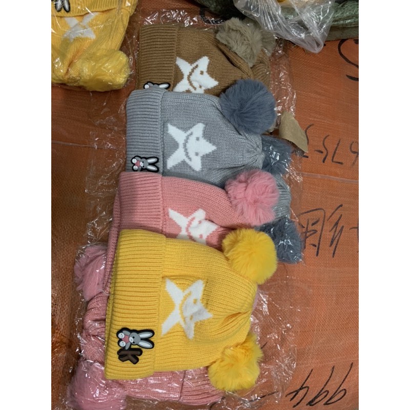 Mũ len quả bông cho bé từ 5 tháng-4 tuổi