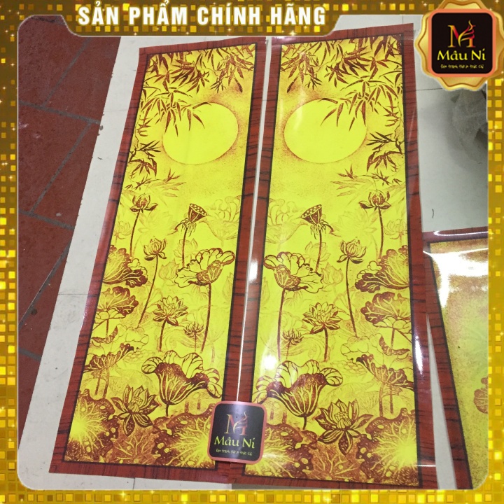 qc - CẶP TRANH THỜ DÁN TƯỜNG kt 41cmx127cm - 888 dán bàn thờ, tủ thờ, trang thờ, mặt tranh in họa tiết trúc chỉ