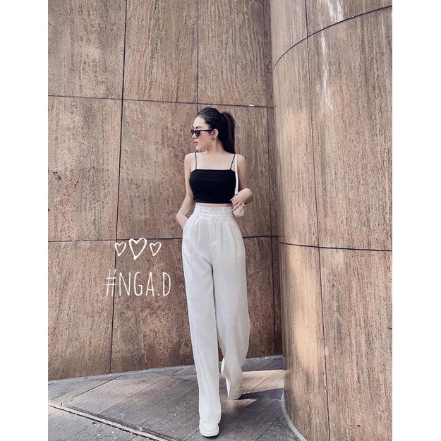 Ống RỘNG cạp cao HACK DÁNG  quần ống suông