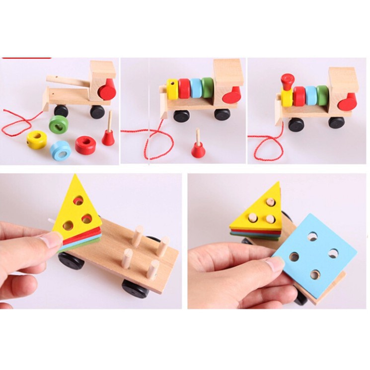 Đồ Chơi Gỗ An Toàn - Đoàn Tàu Thả Hình Khối - Đồ Chơi Gỗ Thông Minh Cho Bé Theo Phương Pháp Montessori