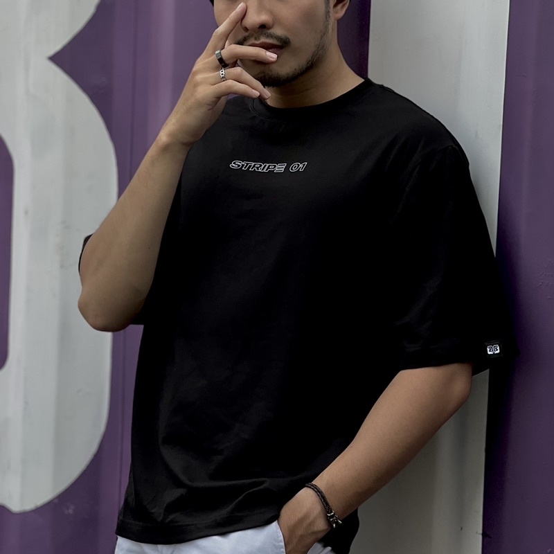 Áo thun unisex form rộng tay lỡ HOOK STRIPE FLEX