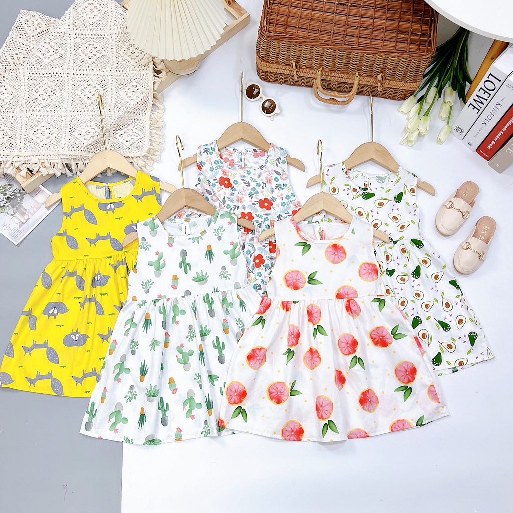 Váy bé gái cotton thô AM640 cho bé gái mẫu mới hè thoáng mát - đầm bé gái từ sơ sinh đến 18kg TTR312