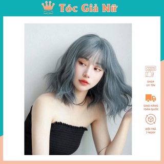 Tóc giả cả đầu xù lỡ xám khói, D3057