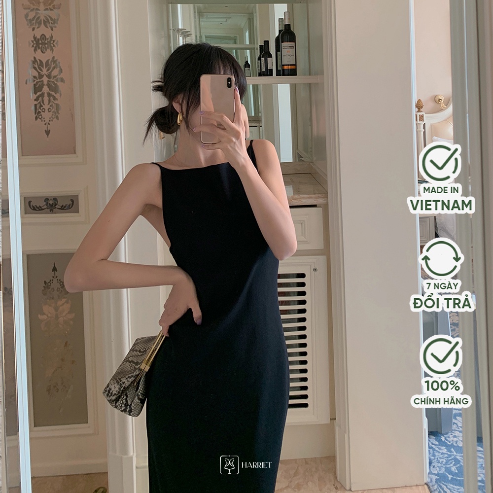 Váy liền dáng ôm cổ ngang chất len tăm Nora Harriet