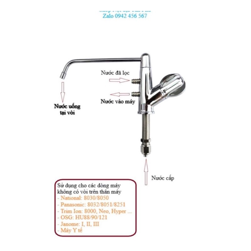 Vòi máy lọc nước ion kiềm inox 304.