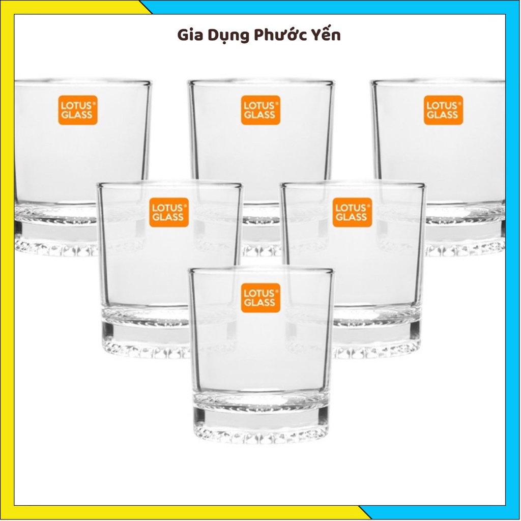 Bộ 6 Ly Cốc Thủy Tinh Lotus Glass Việt Tiệp VTC khía đáy 308 trơn 245ml