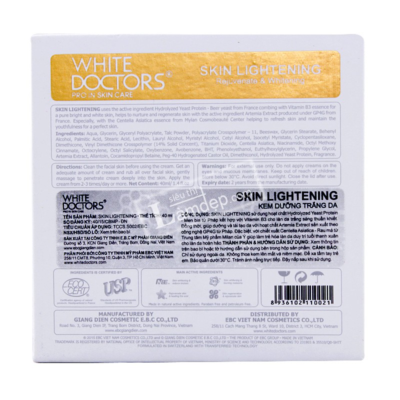 Kem Trắng Da Mặt Chống Lão Hóa White Doctors Skin Lightening