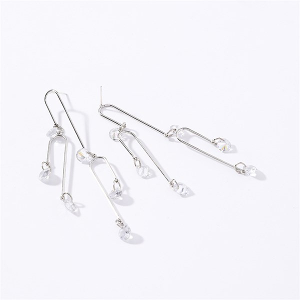 Bông Tai Mushroom Lee - thời trang Korea Style - Dài hạt pha lê Silver