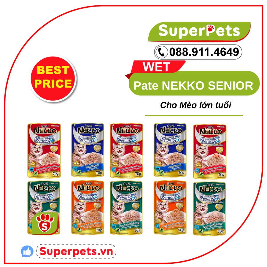 Pate Nekko SENIOR 7+ Cho Mèo Trưởng Thành (70g) Nhập Thái SUPERPETS VIỆT NAM