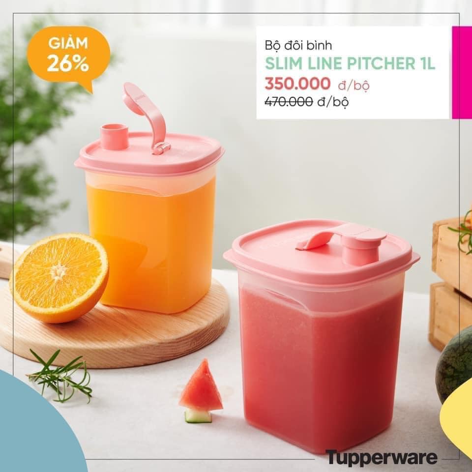 Tupperware bộ bình nước Slim line pitcher 350ml / 1L / 2L