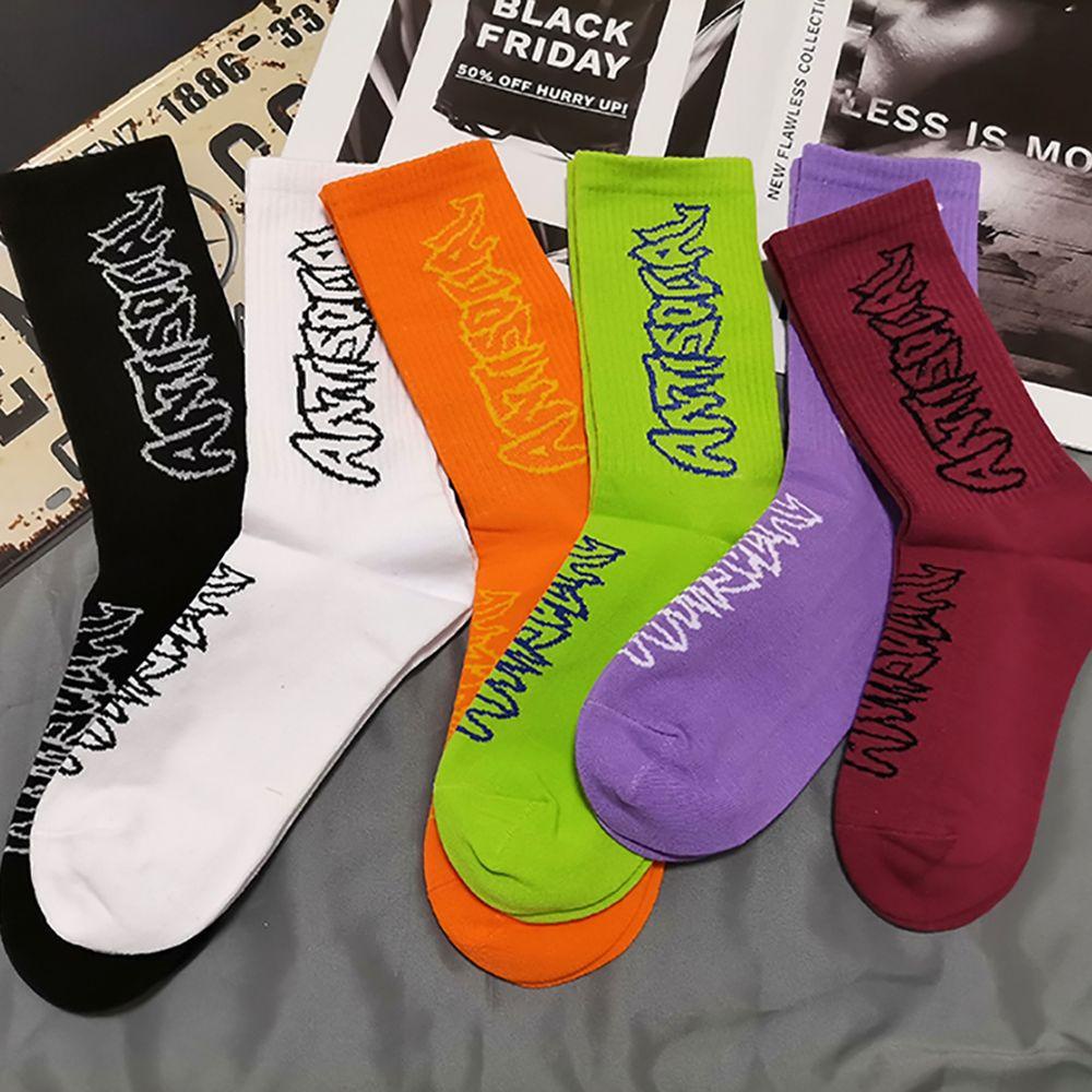 NICKOLAS Tất Cotton Thể Thao Hoạ Tiết Chữ In Phong Cách Harajuku Cho Nam Và Nữ