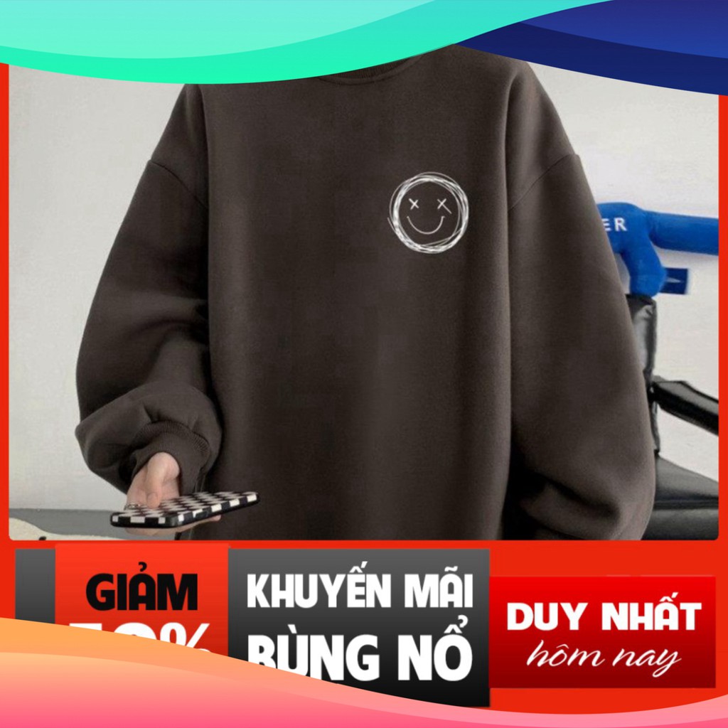 Áo sweater - TINOWEAR nỉ bông trơn hình icon mặt cười form rộng Unisex Thời trang unisex Tino | BigBuy360 - bigbuy360.vn